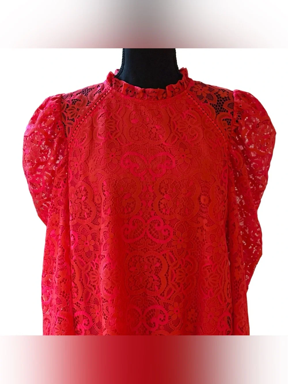 Lilly Pulitzer Averi Lace Top S Ruby Red Pink Puff Sleeve Blouse